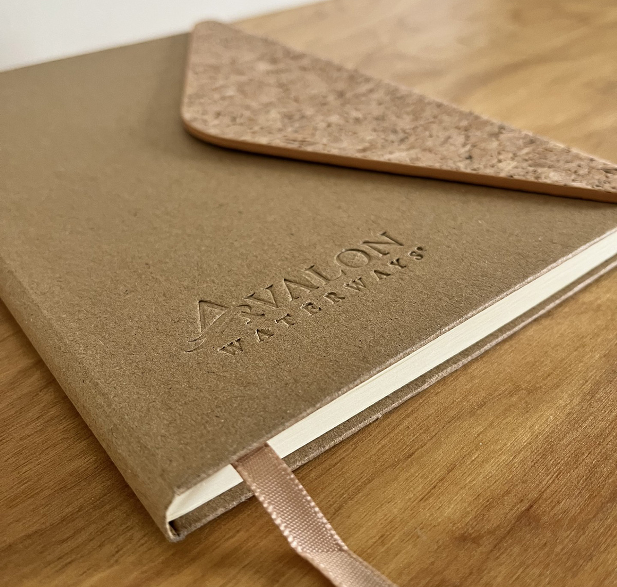 Avalon Waterways custom cork journal for their wine cruises.